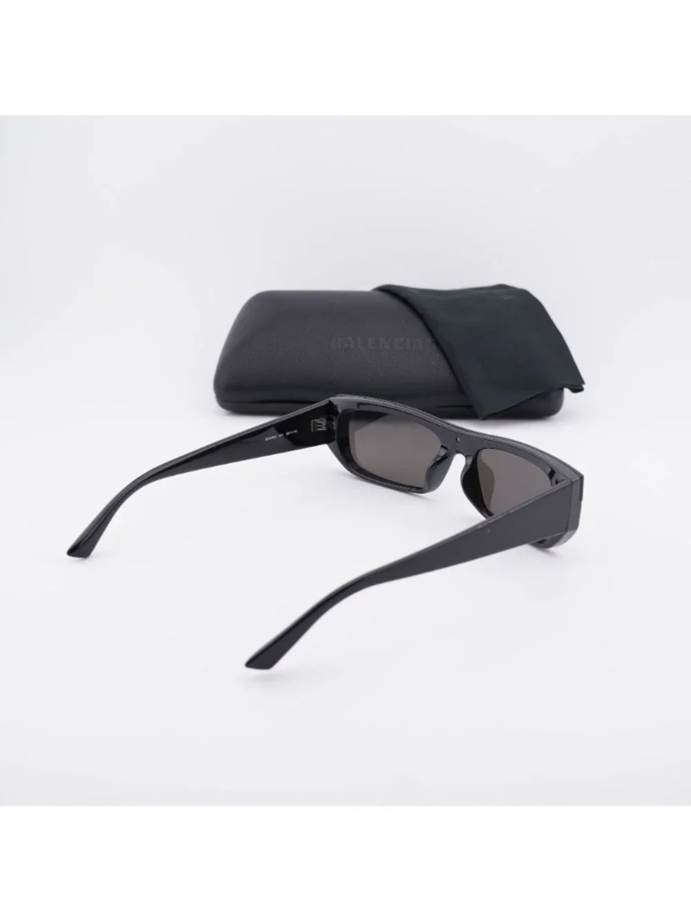 Balenciaga BB0080S 001 Rectangle Unisex Sunglasses - Black / Grey